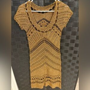 Chic Crochet Dress in Gold